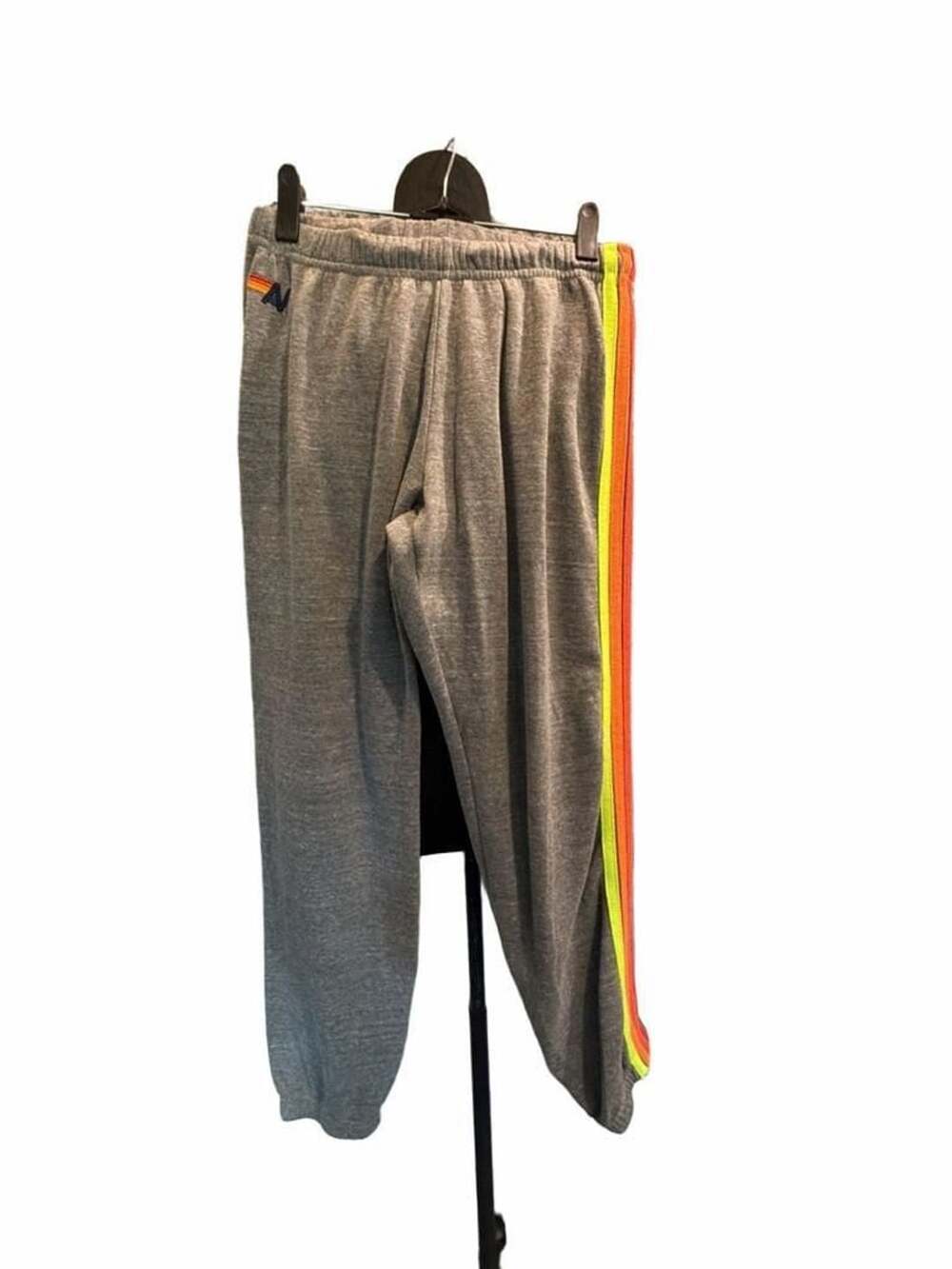 769 Aviator Nation 5 Stripe Sweatpants Size M Grey Neon